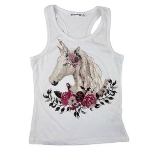 Knit Works Floral Unicorn Glitter Sparkle Tank Top Size 6/6X